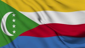 Comoros flag waving animation seamless loop. 4k video High Resolution