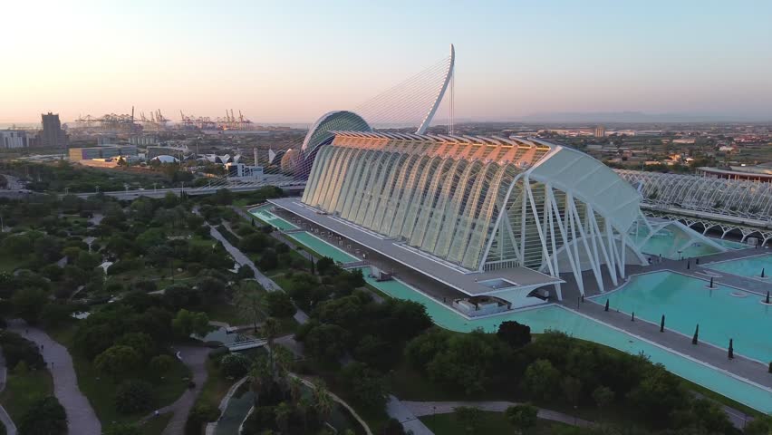drone video Príncipe Felipe Science Museum Valencia Spain Europe