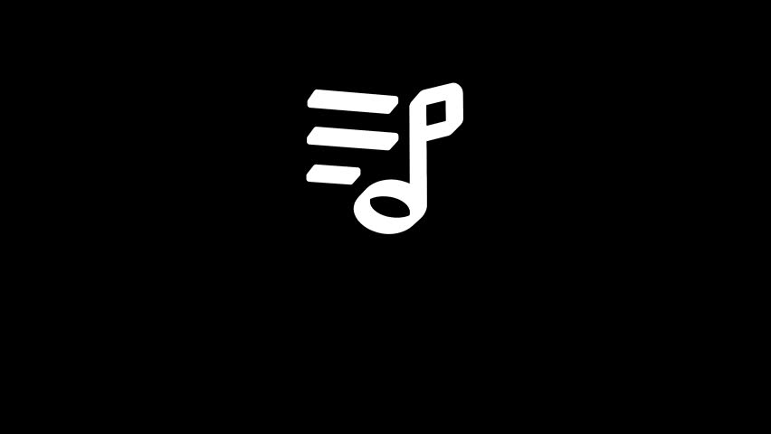 Bright list music icon is jumping merrily. Retro style. Alpha channel black. Looped from frame 120 to 240, Alpha BW at the end