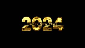 Happy New Year 2024 text in Gold color. Suitable for Postcard, Poster, Banner, Happy New Year Celebrations Around the World. Happy New Year 2024. - Powered by Shutterstock - Get 15% off with code: PIKWIZARD15