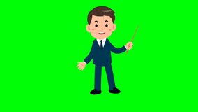Business icon green screen 4k video 3d rendering cartoon symbol with ready to Chroma key 