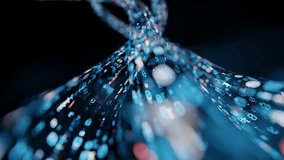 Seamless loop. Abstract wire cable with digital binary data transmitting. Depth of field effect. Inside AI concept. Technology, machine learning, big data, virtualization. Product background - Powered by Shutterstock - Get 15% off with code: PIKWIZARD15