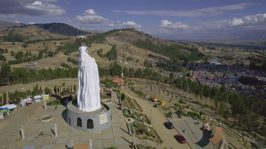 Aerial view of the Immaculate Virgin of the Conception in Huancayo. Peru Royalty-Free Stock Footage #1110359469
