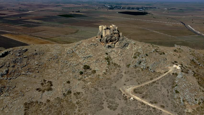 Turkey Castles: Tumlu Castle: Aerial Panorama in 4K, Majestic Castle: Aerial View from Steep Hill