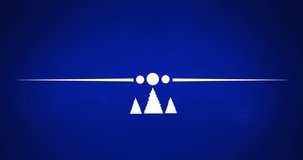 Animation of happy holidays text over snow falling on blue background. Christmas, tradition and celebration concept digitally generated video.