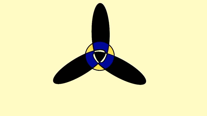 Animation of fan blades with cream and green screen