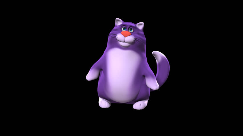 3d Animated Fat Blue Cat Happily Dancing Swinging Left And Right Smiling In Transparent Background. Royalty-Free Stock Footage #1110370689