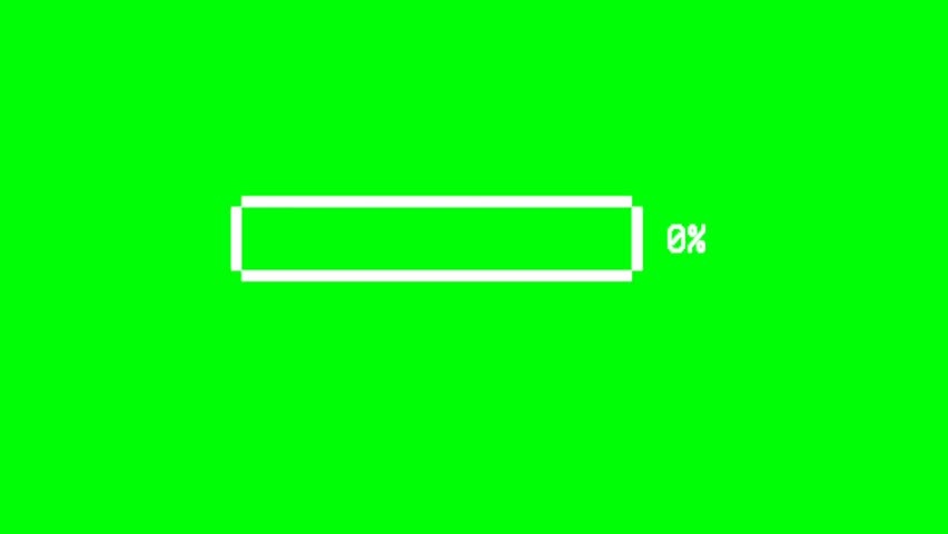 Green screen Loading bar downloading bar loading screen pixelated progress animation Loading Transfer Download 0-100%. 4K video  Royalty-Free Stock Footage #1110371273