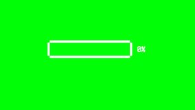 Green screen Loading bar downloading bar loading screen pixelated progress animation Loading Transfer Download 0-100%. 4K video 