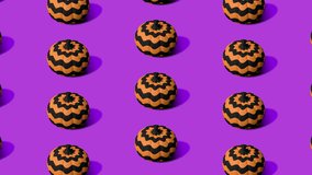 Halloween theme seamless isometric animated background with pumpkins. Simple background for branding, banners, video walls, led screens. 4K, Ultra HD resolution.