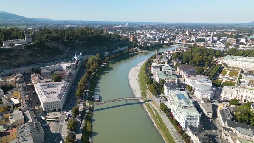 Salzach River, Mirabell Palace and Gardens - Beautiful Aerial View