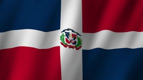 Dominican Republic Flag. National 3d Dominican Republic flag waving. Flag of Dominican Republic footage video waving in wind. Flag of Dominican Republic 4K Animation