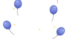 Flying up blue balloons with sparkling stars 2D objects animation. Boy birthday celebrating flat cartoon 4K video, transparent alpha channel. Baby shower animated elements on white background - Powered by Shutterstock - Get 15% off with code: PIKWIZARD15