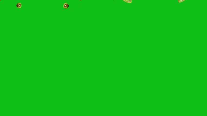 Kiwi Falling Slow Motion On Green Screen Background, Kiwi Falling On Green Screen. Green Fruit Falling Down Effects Uses For Advertisement Video Effects, 3d Animation Of Kiwi Falling