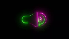  Glowing neon Music icon, and Voice vibration sound wave icon stereo equalizer frequency digital movement animation.

