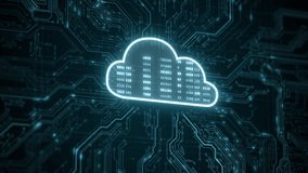 Cloud computing technology concept. Cloud storage for downloading. Digital service or application with data transmission. Network computing technologies. Futuristic Server. Digital space. Data storage - Powered by Shutterstock - Get 15% off with code: PIKWIZARD15
