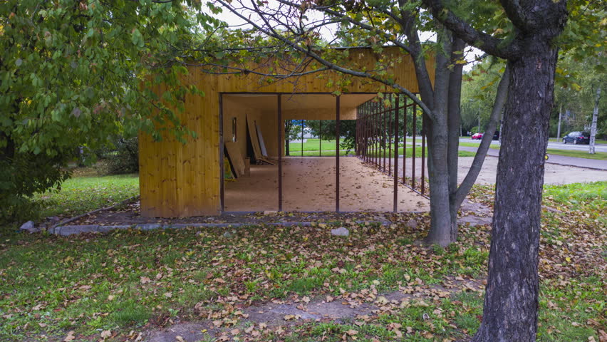 commercial pavilion under construction. 4K 10 bit prores video