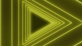 Vertical video animation of many triangles in neon yellow on dark background. - abstract background - seamless loop.