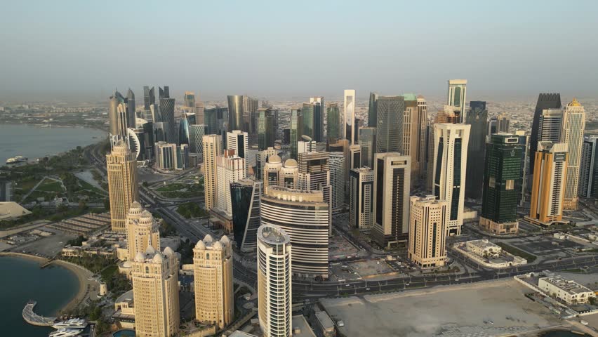 Aerial shot of The West Bay area of Doha (Ad-Dauha), capital of Qatar