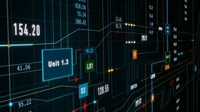 Digital nodes connected with blue, yellow lines. Network, technology, switch, panel, switchboard, transffer, data or conducting path in the industry. Animation - Powered by Shutterstock - Get 15% off with code: PIKWIZARD15
