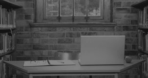 Animation of graphs, trading boards, loading circles, laptop, notepads on desk in empty office. Digital composite, multiple exposure, report, business, progress, stock market and technology concept. - Powered by Shutterstock - Get 15% off with code: PIKWIZARD15