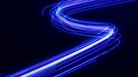 Light lines curves. Glowing beam light. Ultraviolet and blue futuristic particle flow. Bright neon glowing fast moving streams of light along a trajectory. Abstract background - Powered by Shutterstock - Get 15% off with code: PIKWIZARD15