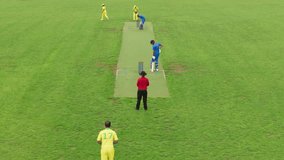 Cricket Championship Match Montage on Sports TV Broadcast. Two Indian Teams Playing Professional Cricket. Athletes, Batters, Bowlers and Fielders at Play. Live Network Channel Television Playback - Powered by Shutterstock - Get 15% off with code: PIKWIZARD15