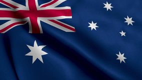 Australia Flag. Waving  Fabric Satin Texture Flag of Australia  3D illustration. Real Texture Flag of the Commonwealth of Australia 4K Video