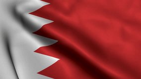 Bahrain Flag. Waving  Fabric Satin Texture Flag of Bahrain  3D illustration. Real Texture Flag of the Kingdom of Bahrain 4K Video
