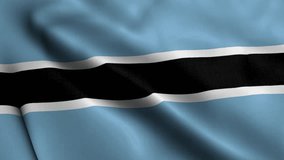 Botswana  Flag. Waving  Fabric Satin Texture of Botswana 3D illustration. Real Texture Flag of the Republic of Botswana 4K Video