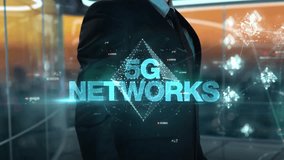 5G networks- businessman working with virtual reality at office. - Powered by Shutterstock - Get 15% off with code: PIKWIZARD15