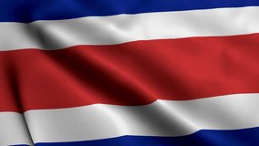 Costa Rica Flag. Waving  Fabric Satin Texture of the Flag of Costa Rica 3D illustration. Real Texture Flag of the Costa Rica 4K Video