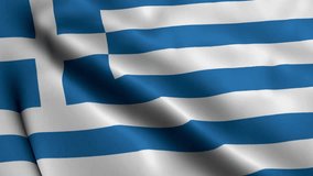 Greece Flag. Waving  Fabric Satin Texture of the Flag of Greece 3D illustration. Real Texture Flag of the Greece 4K Video