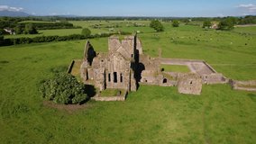Ireland- 8.27.2023 -excellent aerial footage circling ireland's hore abbey.
