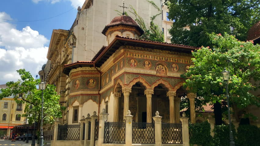 Orthodox monastery. Religion. Church of the Stavropoleos Monastery. Bucharest, Romania.