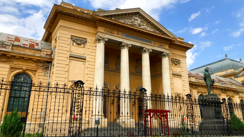 Old style building. Faculty of medicine and pharmacy building. Bucharest, Romania.