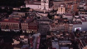 Drone panning upwards of Spanish Steps in Rome, Italy. 4k 60 fps exported to 1920x1080.