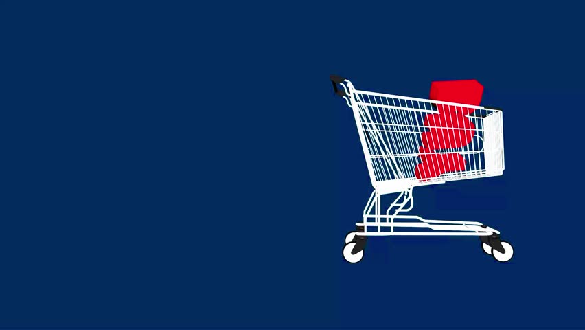 Trolley for products from a supermarket. Shopping. Marketing.  Royalty-Free Stock Footage #1110506389