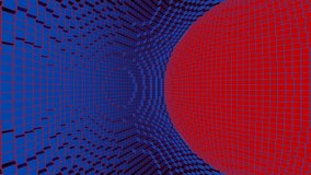 Blue and Red Pixel Ball Inside Background VJ Loop in 4K
