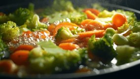 cooking vegetarian lunch into a stir-fry. sauteed broccoli, carrots and bell peppers close up - Powered by Shutterstock - Get 15% off with code: PIKWIZARD15