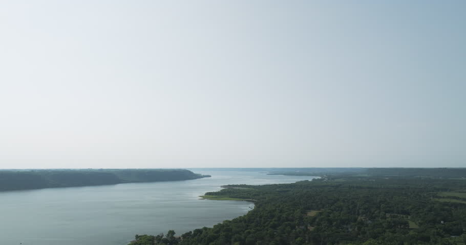 Aerial View Of Frontenac State Park And Mississippi River In Minnesota, USA. - tilt down