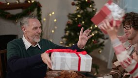 Happy family eating together at home, christmas party celebration, Celebrate the Thanksgiving holiday, New Year's Party. - Powered by Shutterstock - Get 15% off with code: PIKWIZARD15