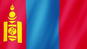 Mongolia Flag. National 3d Mongolia flag waving. Flag of Mongolia footage video waving in wind. Flag of Mongolia 4K Animation
