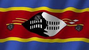 Eswatini Flag. National 3d Eswatini flag waving. Flag of Eswatini footage video waving in wind. Flag of Eswatini 4K Animation