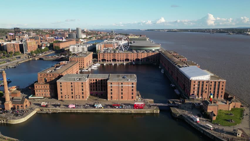 Aerial view of Royal Albert Dock in Liverpool, England, United Kingdom