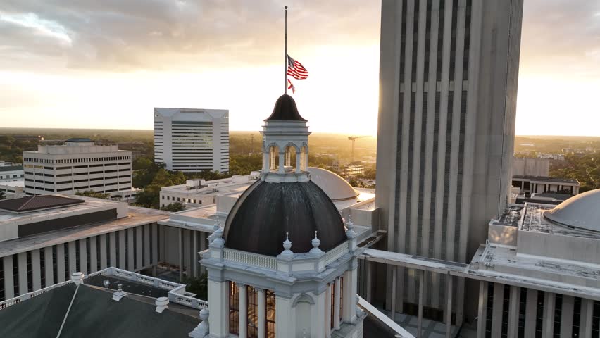 Tallahassee Florida Capital City Drone Fall Autumn Summer Spring Sunny Sunset Sunrise Golden Hour Aerial 4K Scenic
