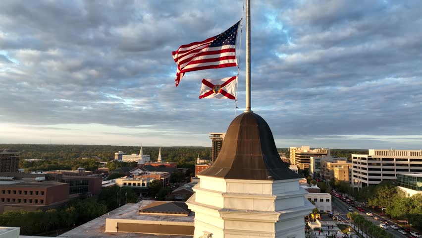 Tallahassee Florida Capital City Drone Fall Autumn Summer Spring Sunny Sunset Sunrise Golden Hour Aerial 4K Scenic