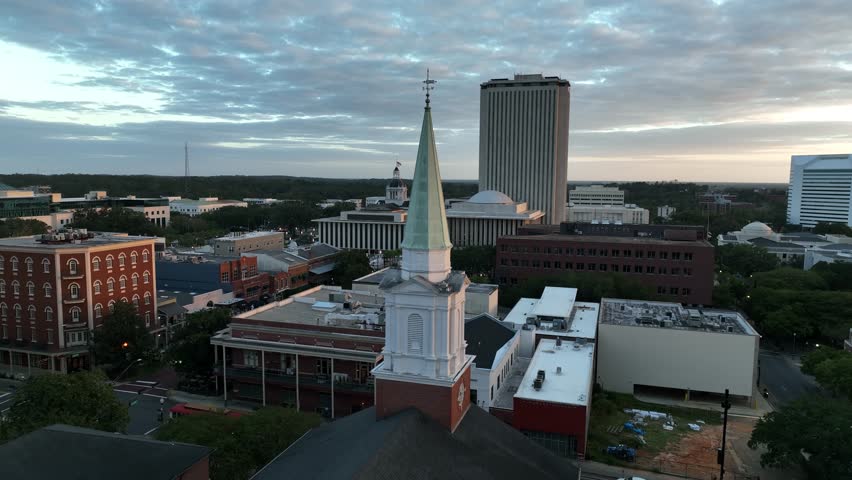 Tallahassee Florida Capital City Drone Fall Autumn Summer Spring Sunny Sunset Sunrise Golden Hour Aerial 4K Scenic