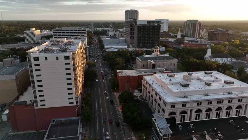 Tallahassee Florida Capital City Drone Fall Autumn Summer Spring Sunny Sunset Sunrise Golden Hour Aerial 4K Scenic