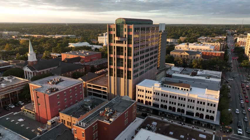 Tallahassee Florida Capital City Drone Fall Autumn Summer Spring Sunny Sunset Sunrise Golden Hour Aerial 4K Scenic